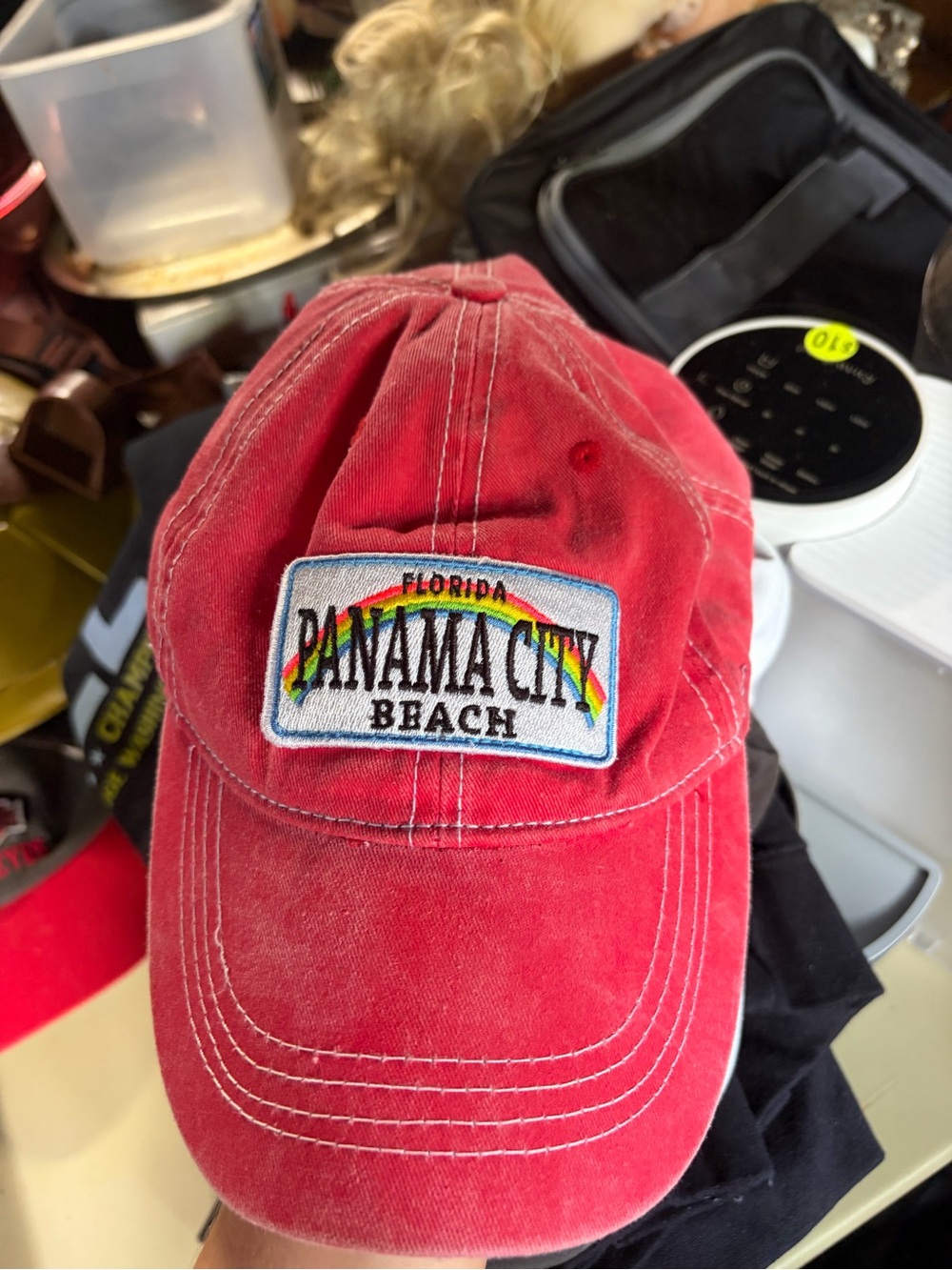 Panama City Beach Embroidered Red Baseball Cap